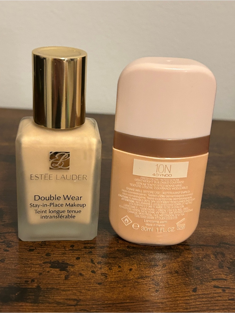 Estee Lauder Double Wear foundation and Lancôme Skin Idôle 3 Serum skin tint